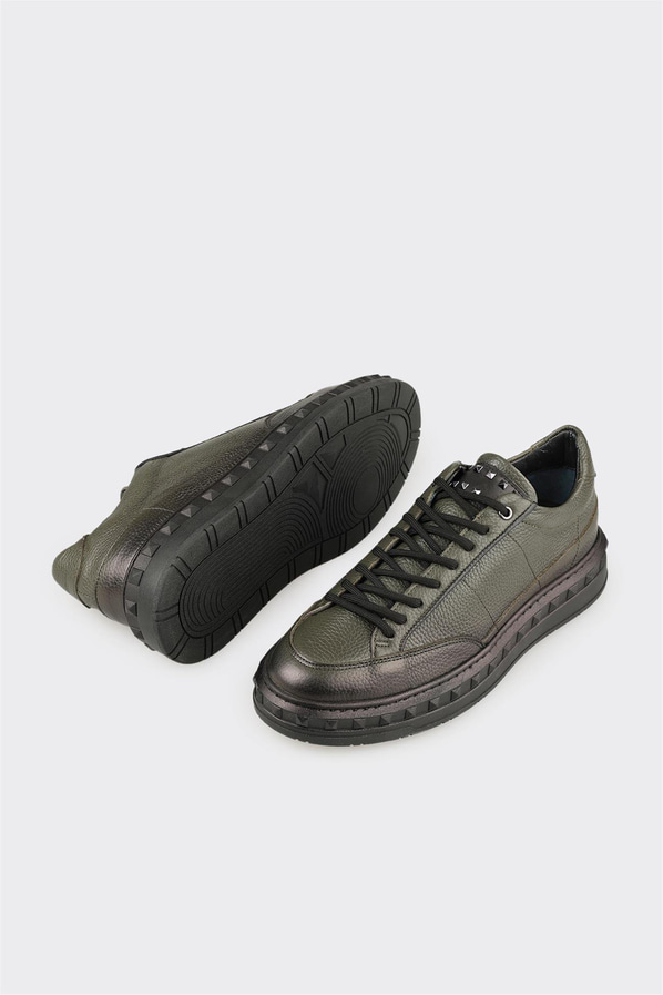 Haki Deri Erkek Spor Ayakkabı