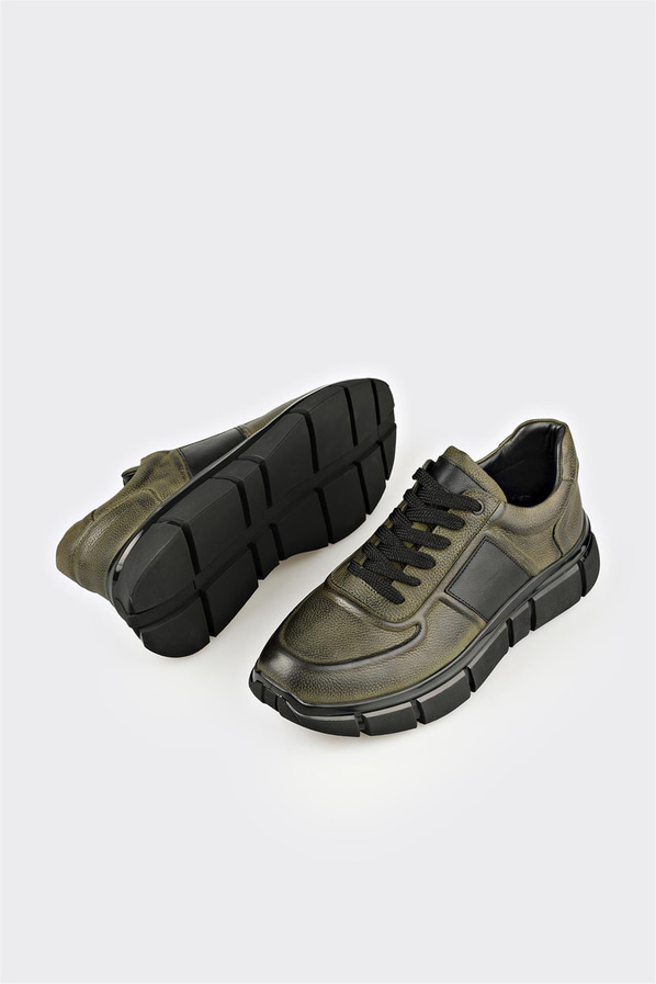 Haki Deri Erkek Spor Ayakkabı