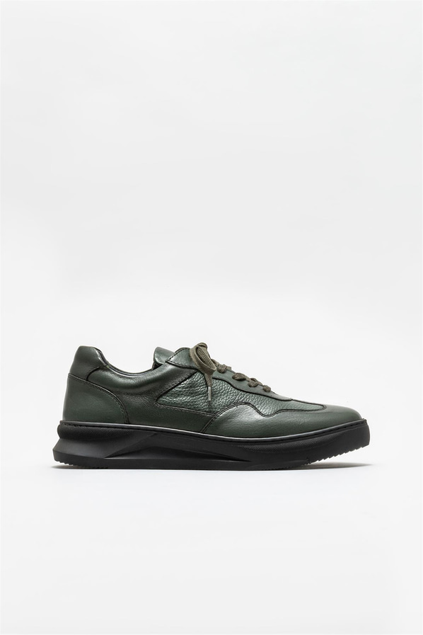 Haki deri erkek spor ayakkabı - Elle Shoes