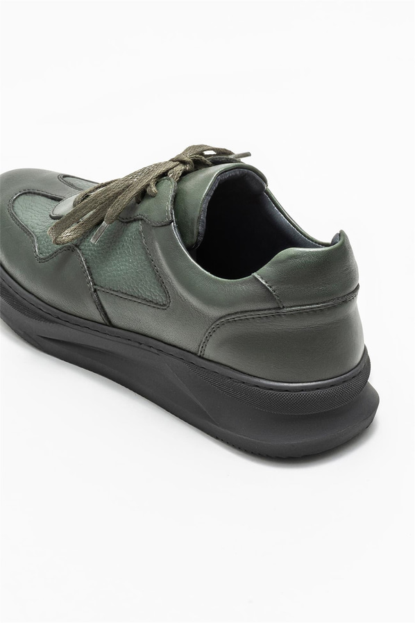 Haki deri erkek spor ayakkabı - Elle Shoes