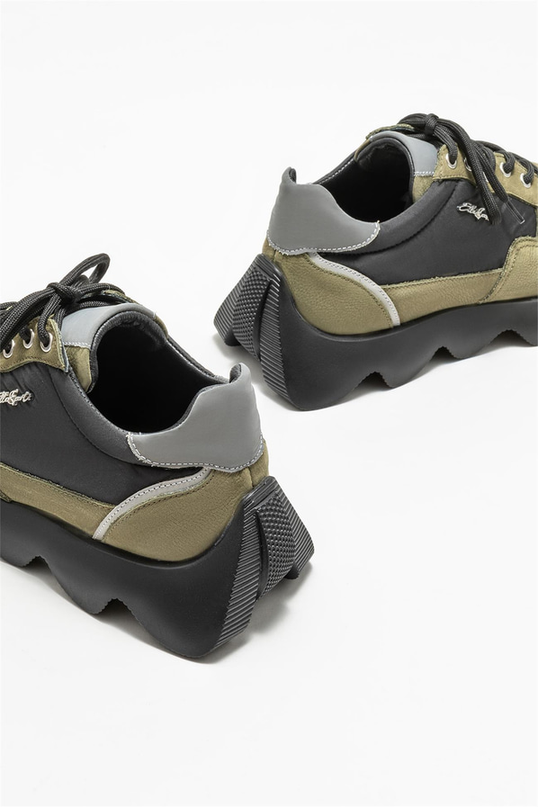 Haki deri erkek spor ayakkabı - Elle Shoes