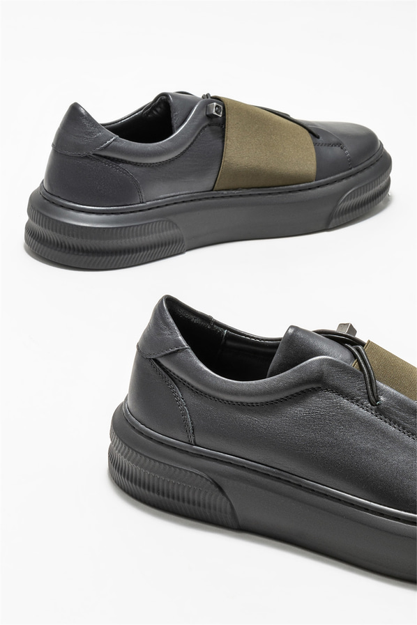 Haki deri erkek spor ayakkabı - Elle Shoes