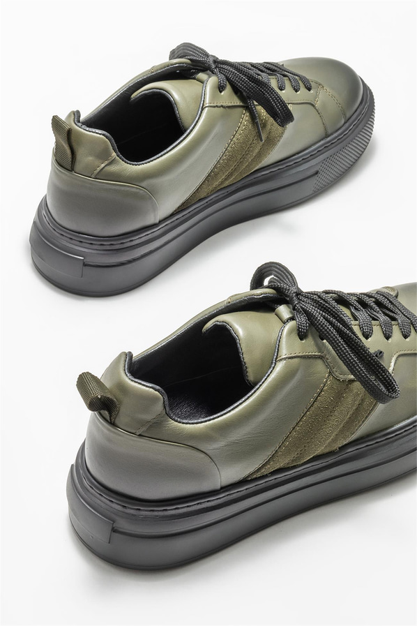 Haki deri erkek spor ayakkabı - Elle Shoes
