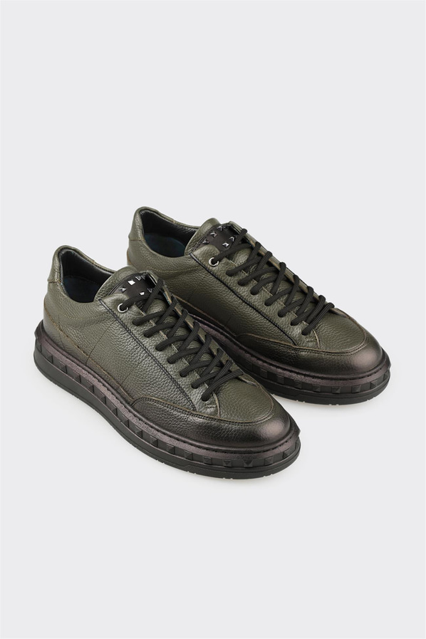 Haki Deri Erkek Spor Ayakkabı