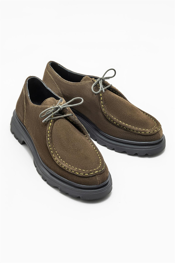 Haki deri kadın ayakkabı, rahat kullanım için - Elle Shoes