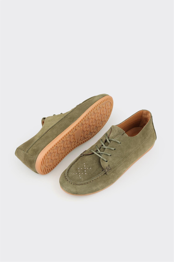 Haki Deri Kadın Günlük Ayakkabı