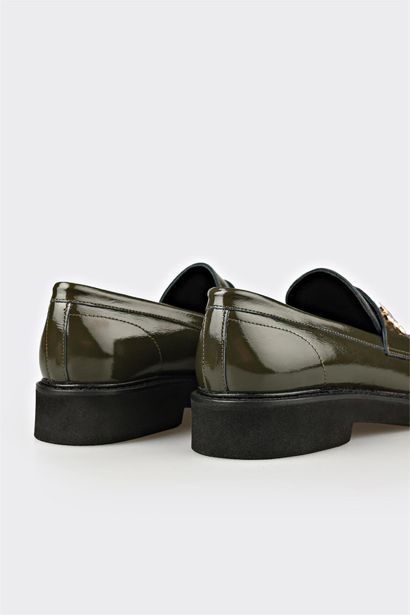 Haki Deri Kadın Günlük Ayakkabı