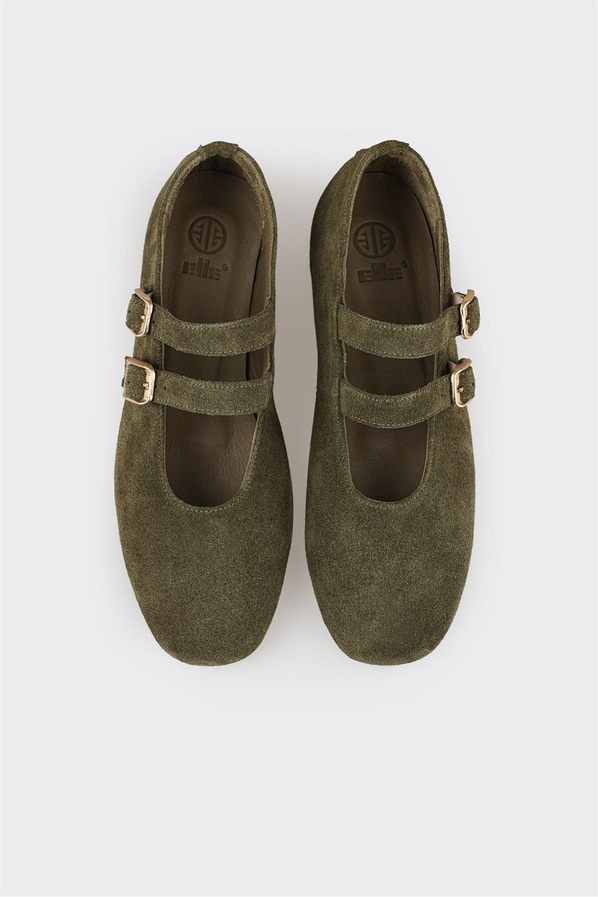 Haki Deri Kadın Günlük Ayakkabı