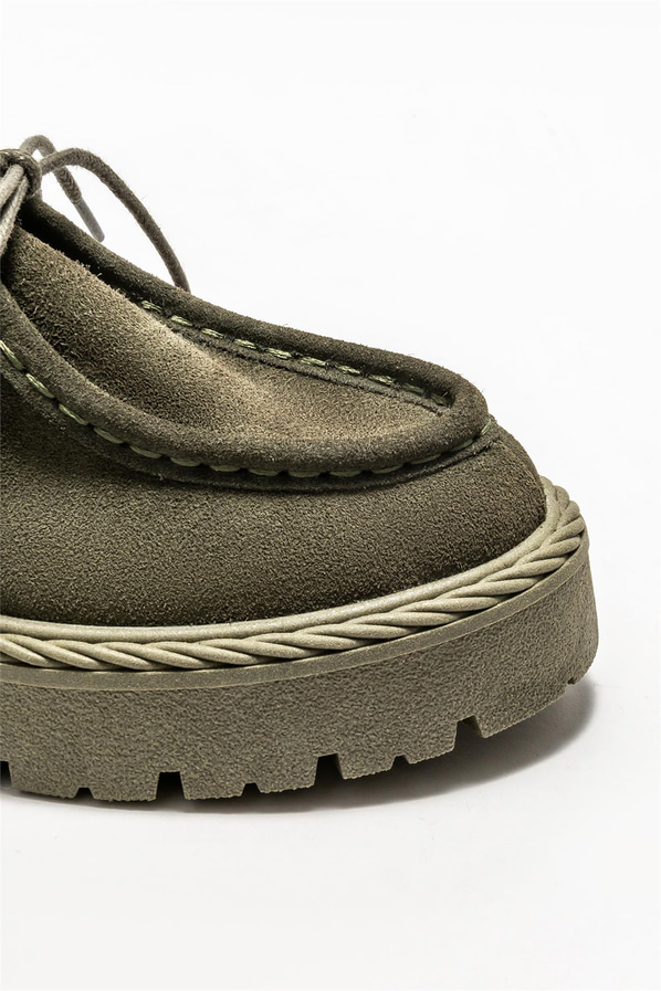 Haki deri kadın ayakkabı, günlük kullanım için - Elle Shoes