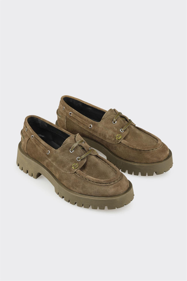 Haki Deri Kadın Günlük Ayakkabı