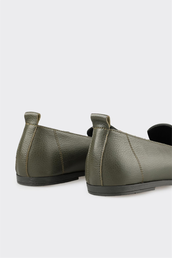 Haki Deri Kadın Günlük Ayakkabı