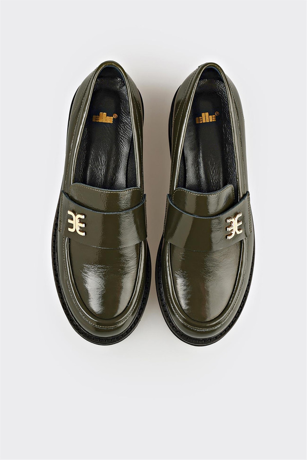 Haki Deri Kadın Günlük Ayakkabı