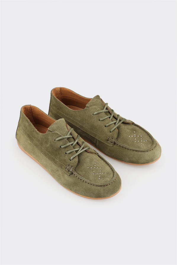 Haki Deri Kadın Günlük Ayakkabı