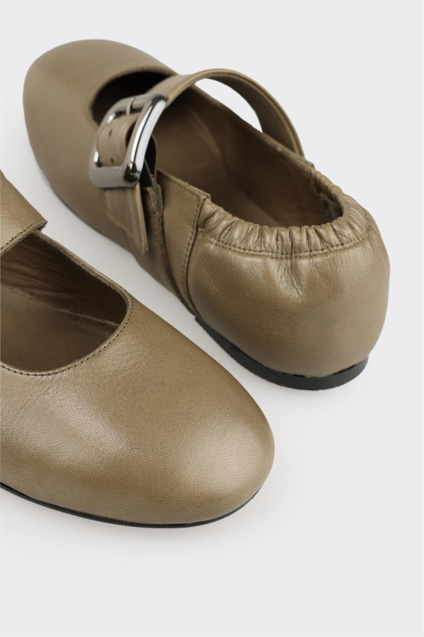 Haki Deri Kadın Günlük Ayakkabı