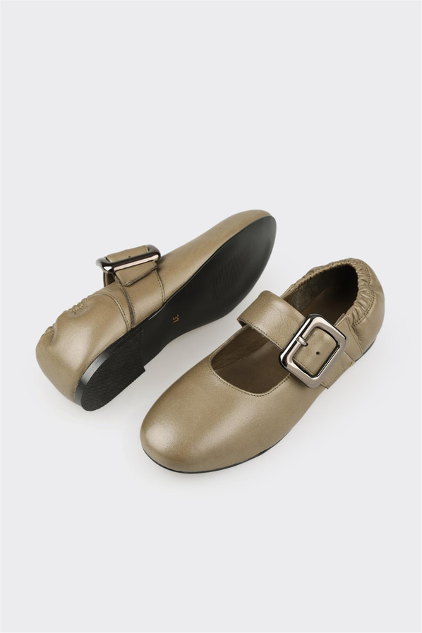 Haki Deri Kadın Günlük Ayakkabı