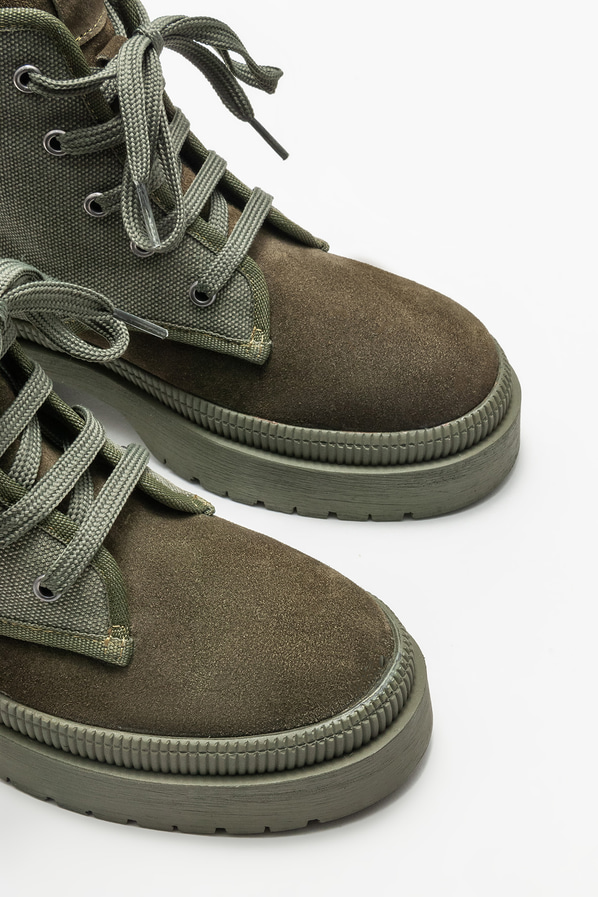 Haki deri kadın bot, günlük kullanım için - Elle Shoes
