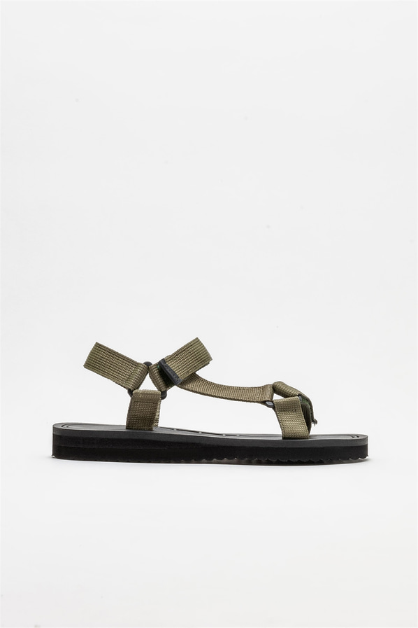 Haki erkek sandalet, günlük kullanım için - Elle Shoes