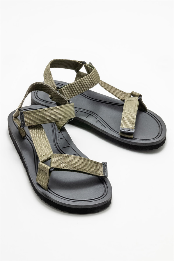 Haki erkek sandalet, günlük kullanım için - Elle Shoes