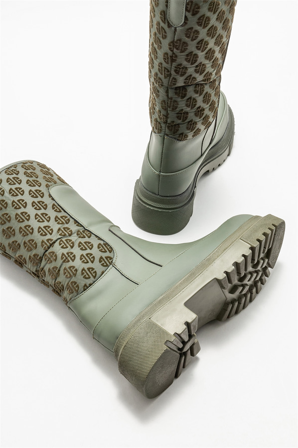 Haki düz kadın çizme - Elle Shoes