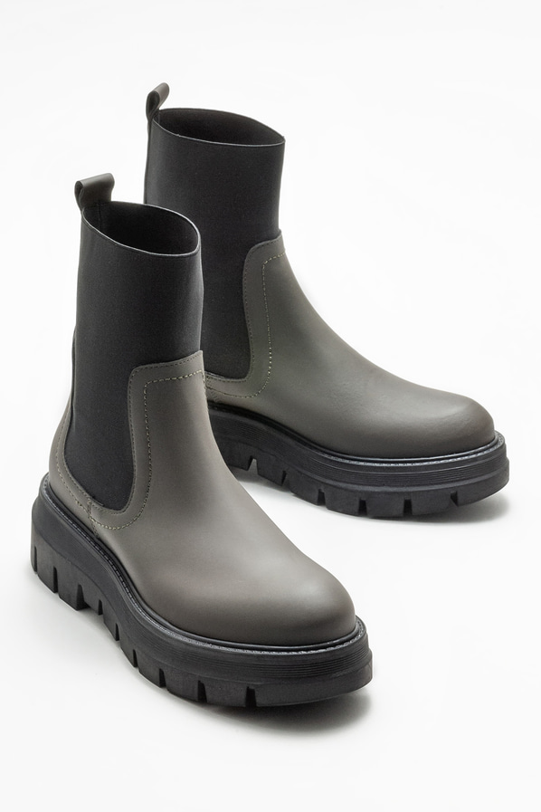 Haki düz kadın bot, günlük kullanım için - Elle Shoes