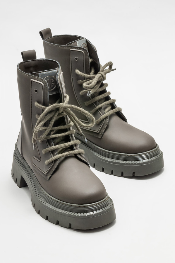 Haki düz kadın bot, günlük kullanım için - Elle Shoes