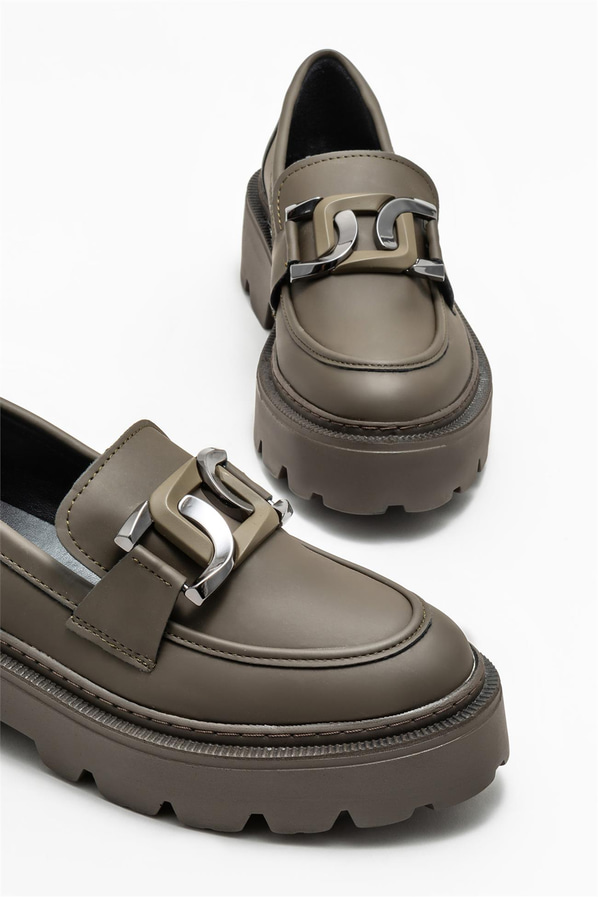 Haki kadın loafer - Elle Shoes