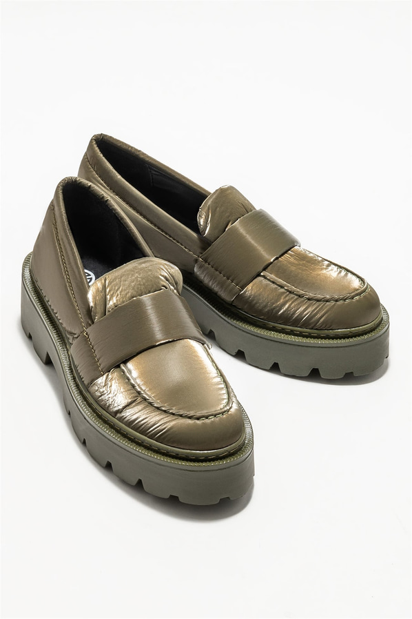 Haki kadın loafer - Elle Shoes