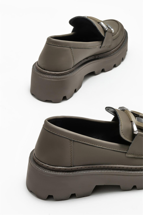 Haki kadın loafer - Elle Shoes