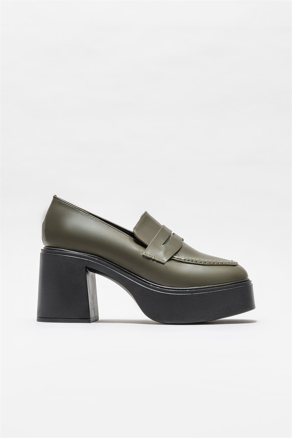 Haki topuklu kadın ayakkabı - Elle Shoes