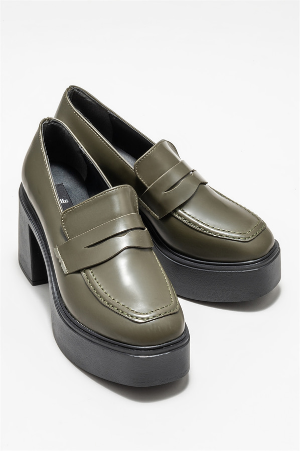 Haki topuklu kadın ayakkabı - Elle Shoes
