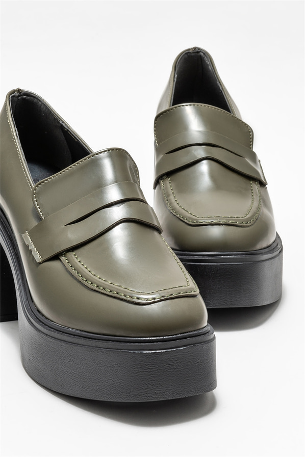 Haki topuklu kadın ayakkabı - Elle Shoes