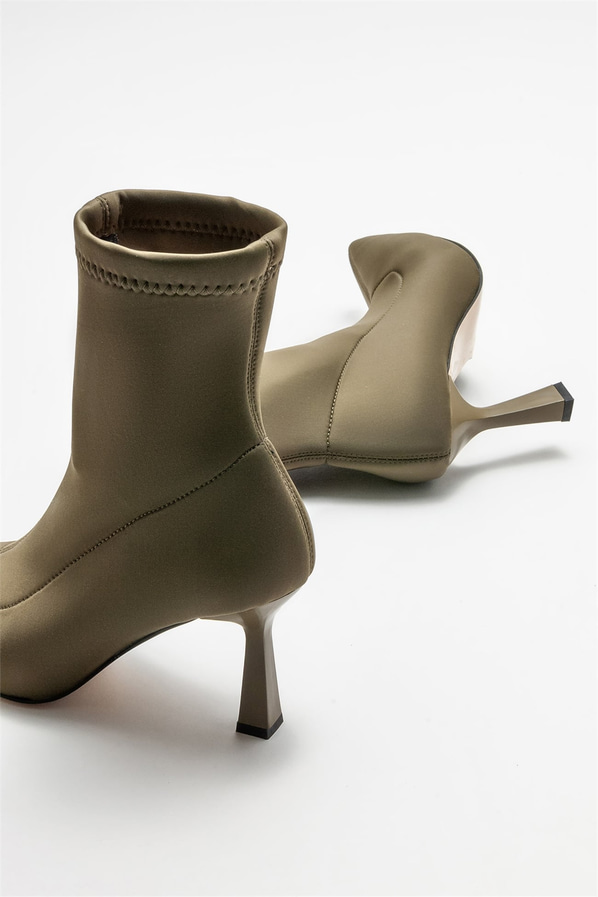 Haki topuklu kadın bot - Elle Shoes