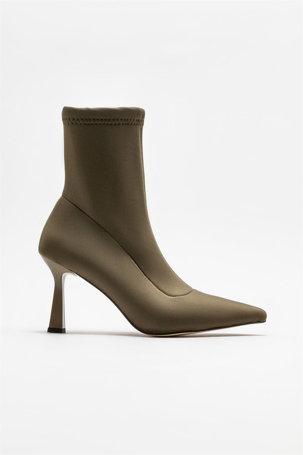 Haki topuklu kadın bot - Elle Shoes