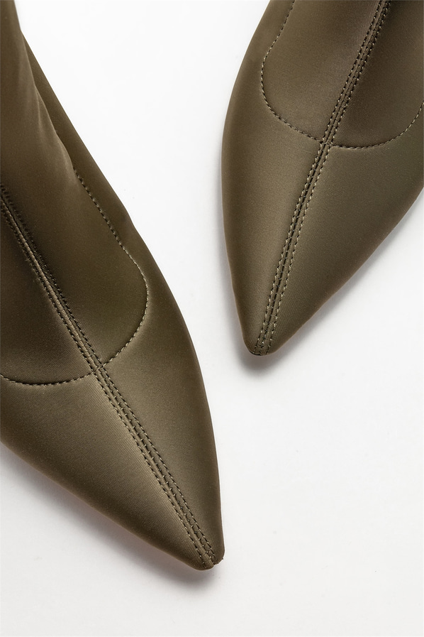 Haki topuklu kadın bot - Elle Shoes