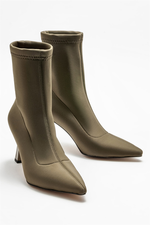 Haki topuklu kadın bot - Elle Shoes