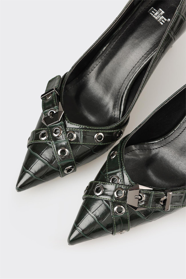 Haki Kadın Yüksek Topuk Ayakkabı