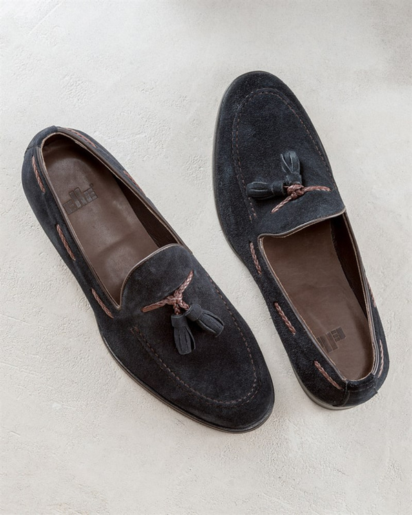 Lacivert süet erkek ayakkabı - Elle Shoes