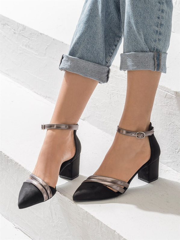 Siyah kurşun kadın ayakkabı - Elle Shoes