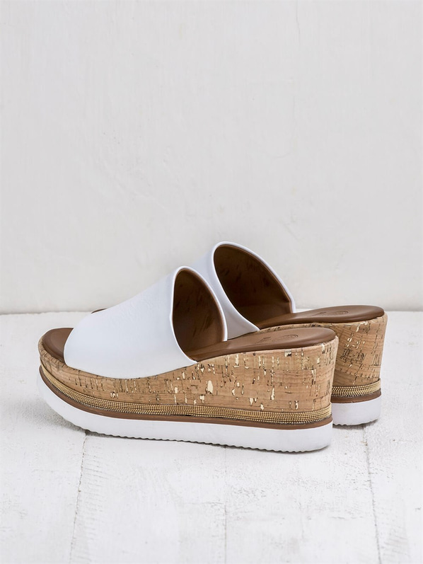 Beyaz kadın terlik - Elle Shoes