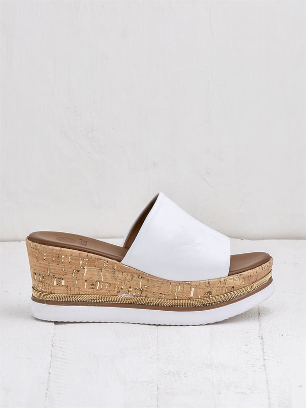 Beyaz kadın terlik - Elle Shoes