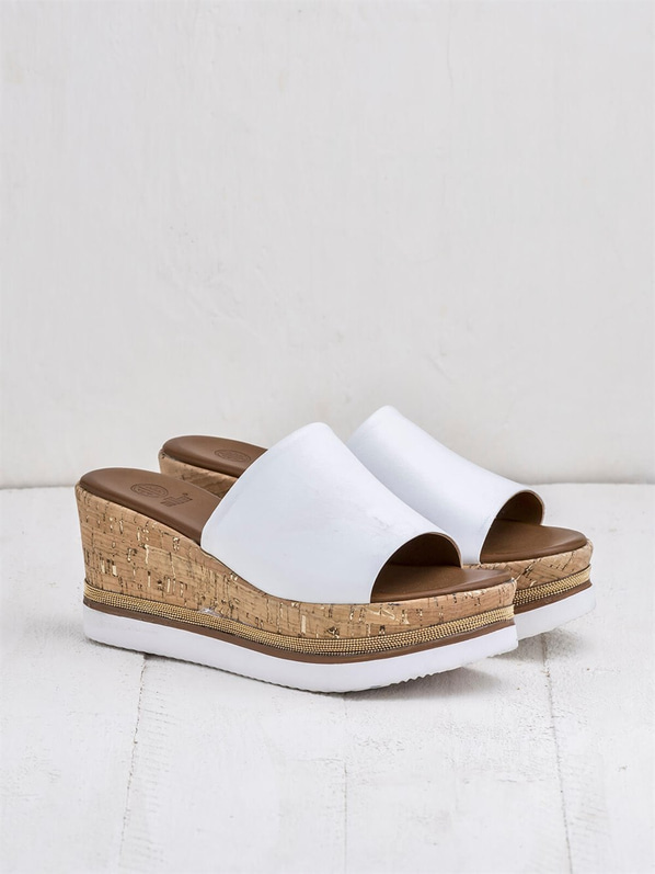 Beyaz kadın terlik - Elle Shoes