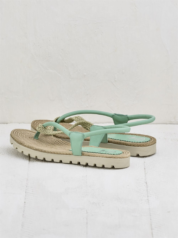 Mint yeşili deri kadın sandalet - Elle Shoes