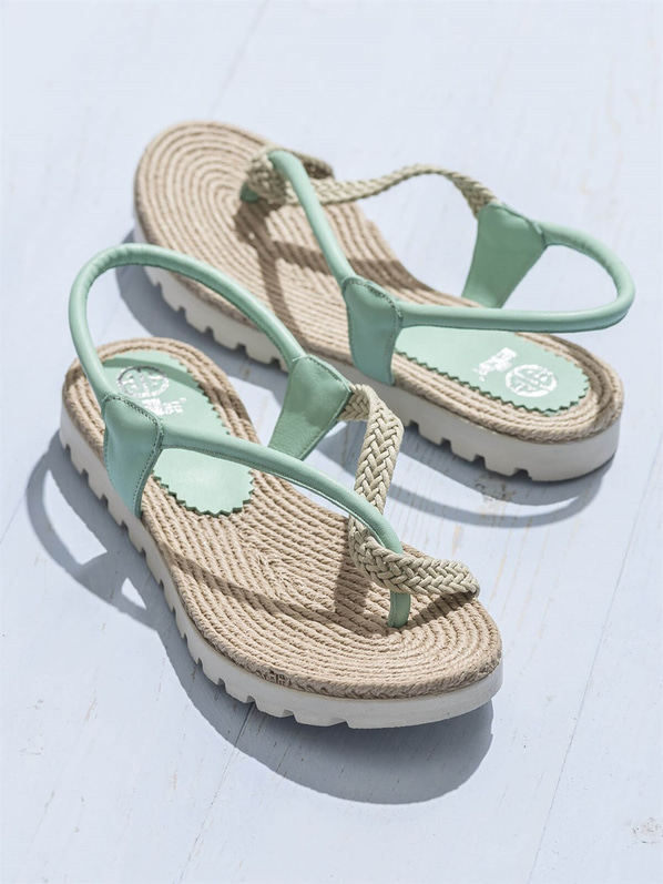 Mint yeşili deri kadın sandalet - Elle Shoes