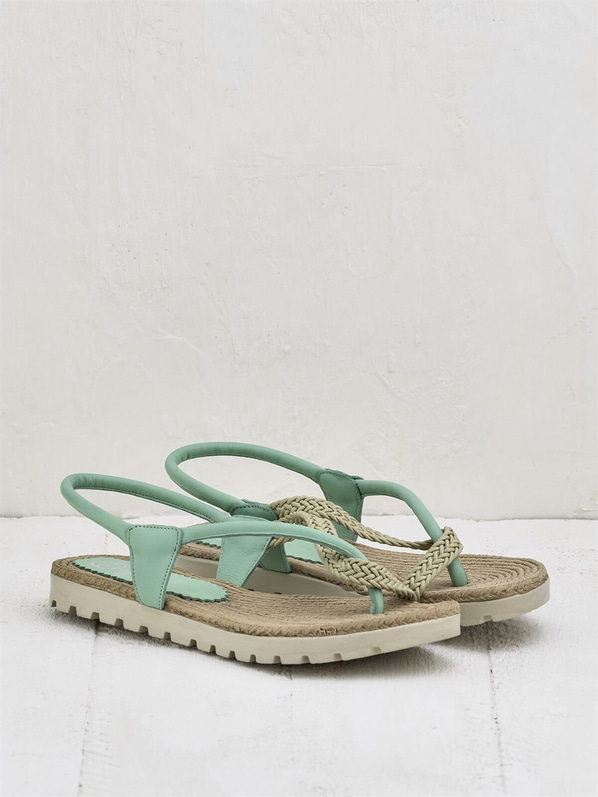 Mint yeşili deri kadın sandalet - Elle Shoes