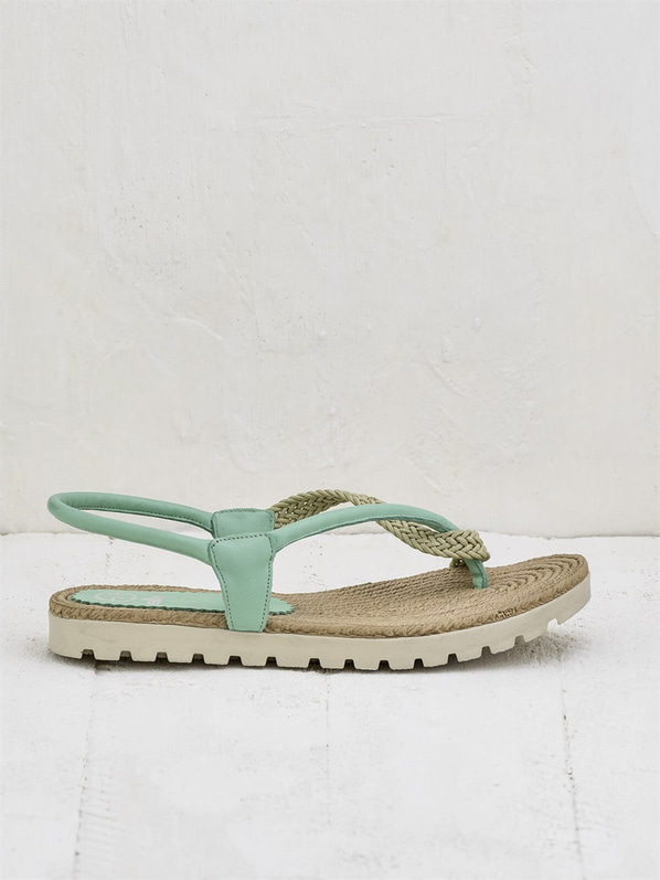 Mint yeşili deri kadın sandalet - Elle Shoes