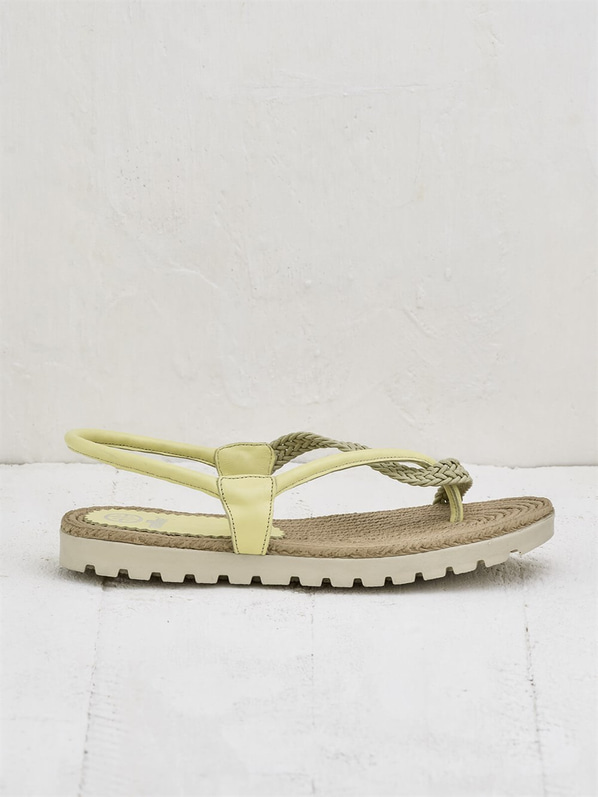 Sarı deri kadın sandalet - Elle Shoes