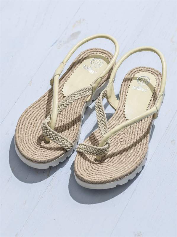 Sarı deri kadın sandalet - Elle Shoes