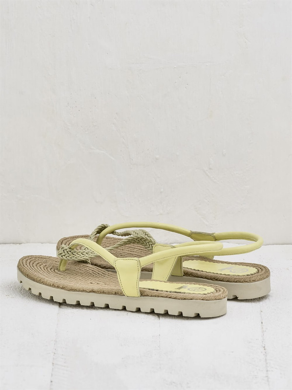 Sarı deri kadın sandalet - Elle Shoes