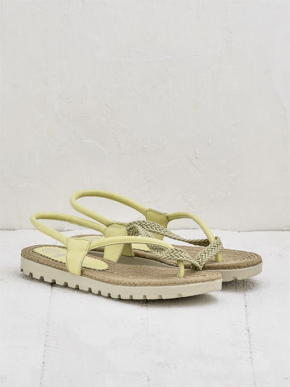 Sarı deri kadın sandalet - Elle Shoes