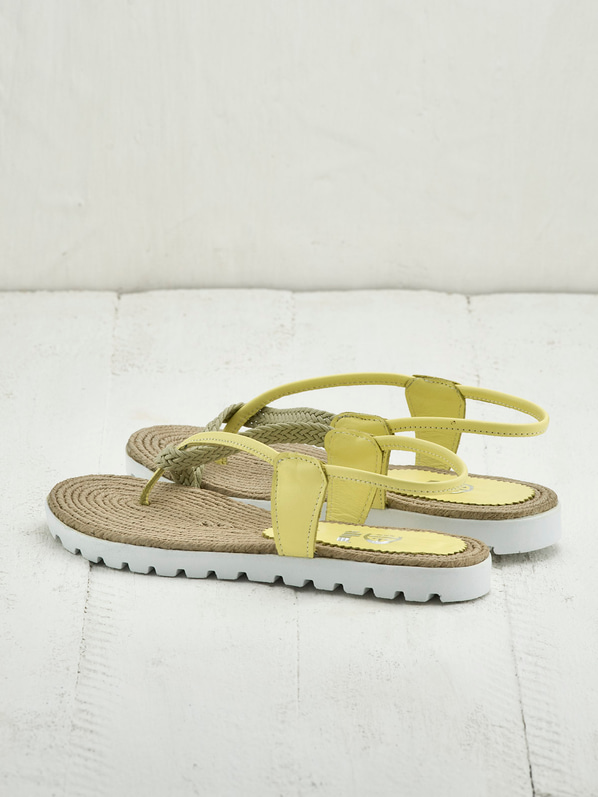 Sarı deri kadın sandalet - Elle Shoes